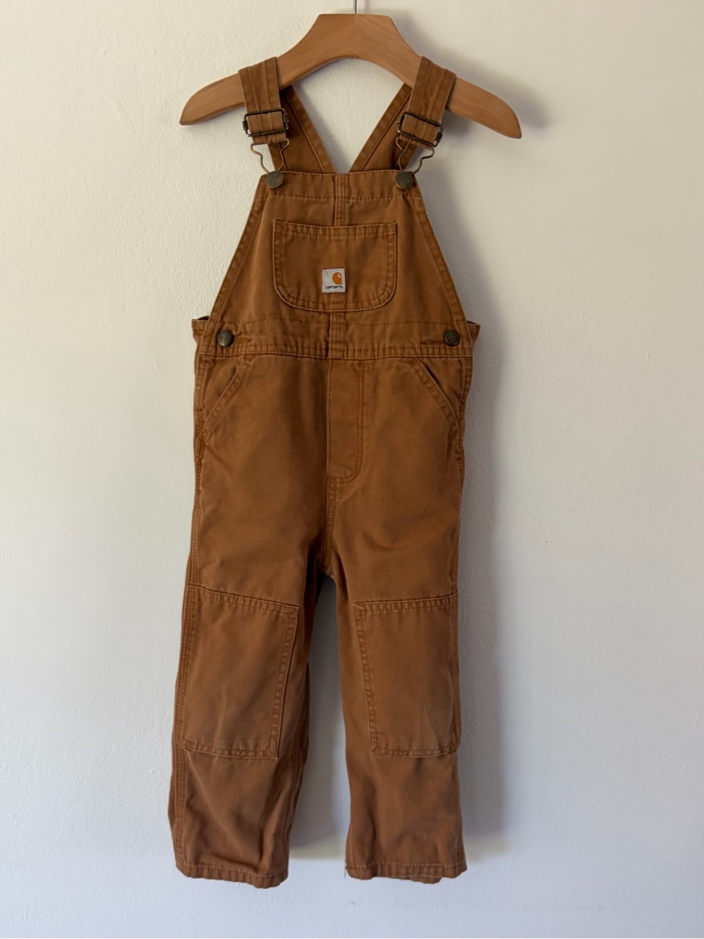 Carhartt Tan Brown Duck Canvas Toddler Bib Overalls Size 3T